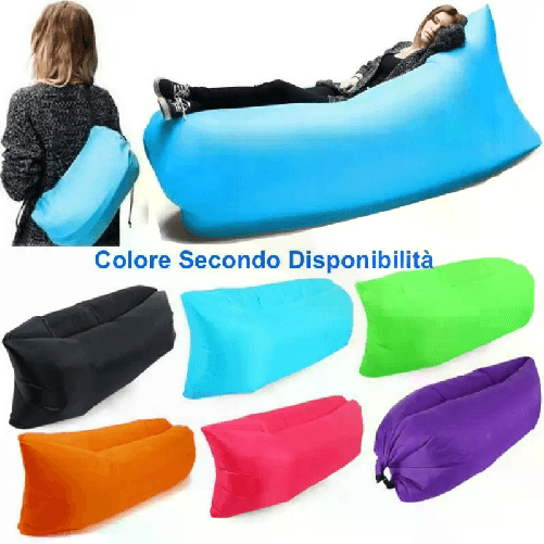 Sofà lettino gonfiabile materassino pouf a sacco letto ad aria sdraio portatile spiaggia giardino