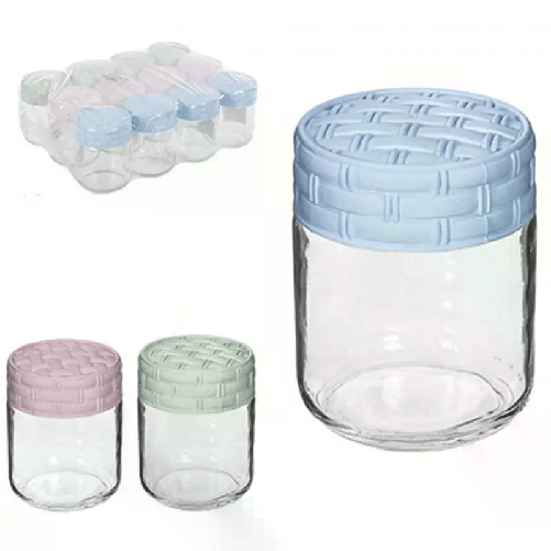 12x Barattoli vetro per conserve vasi vasetti chiusura 350ml con tappi miele