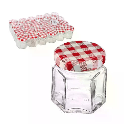 24x BARATTOLI 45ml VASETTI PER CONSERVE in vetro con tappi per Marmellata miele