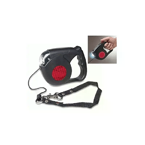 Guinzaglio torcia per cani retrattile 5 m adatto a cani fino a 15 kg luce LED