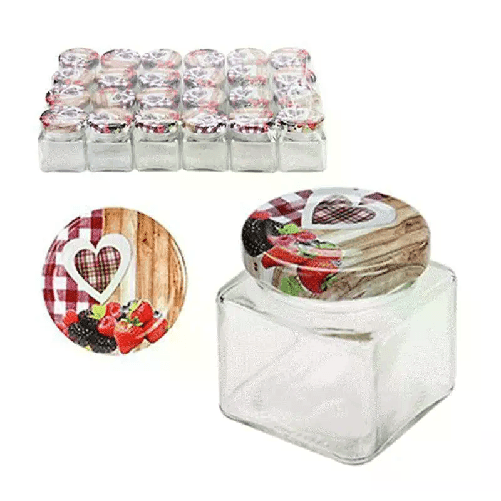 24x BARATTOLI 60ml VASETTI PER CONSERVE in vetro tappi portaconfetti bomboniere