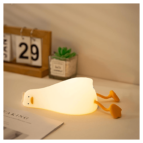 Trade Shop Traesio-luce Notturna Forma Anatra Sdraiata In Silicone Lampada Ricaricabile Usb A Led Touch -