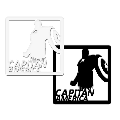 CAPITAN AMERICA - Quadro moderno in pvc solido 48 x 48cm Bianco