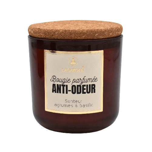 Laguiole CANDELA LAGUIOLE IN VETRO CON TAPPO IN SUGHERO PROFUMO ANTIODORE AGRUMI E BASILICO - 40269828