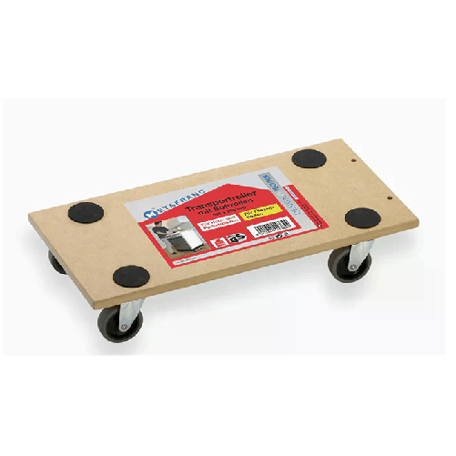Carrello a pianale in MDF, ruote in plastica