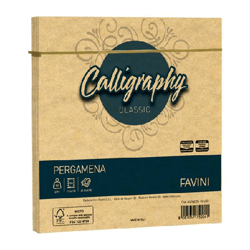 FAVINI 25 buste Calligraphy Pergamena 170x170mm 90gr oro 03 Favini