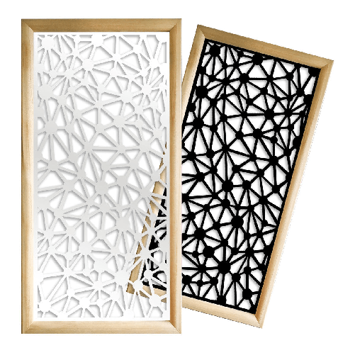 ATOM - Moduli Decorativi in Legno e PVC nero / 73x148 cm