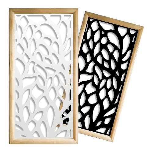FOGLIE - Moduli Decorativi in Legno e PVC bianco / 47x94 cm