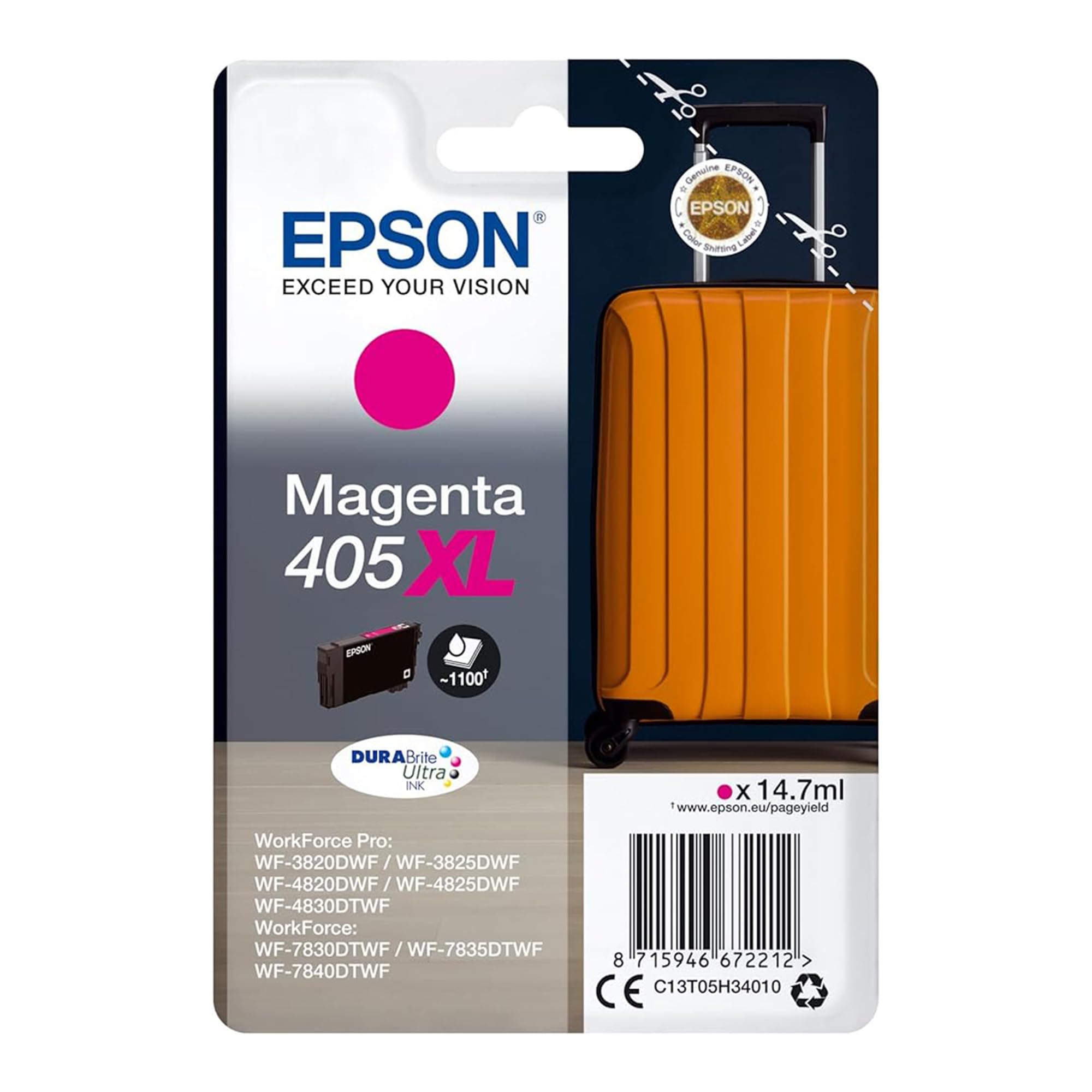 Epson Singlepack Magenta 405XL DURABrite Ultra Ink