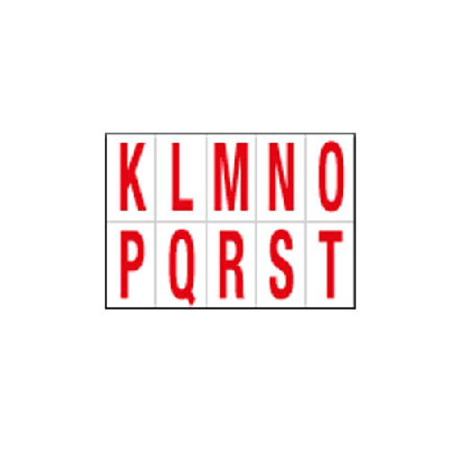 CARTELLI SEGNALATORI Foglio con 10 lettere autoadesivi da K a T rosso/bianco 56x99mm