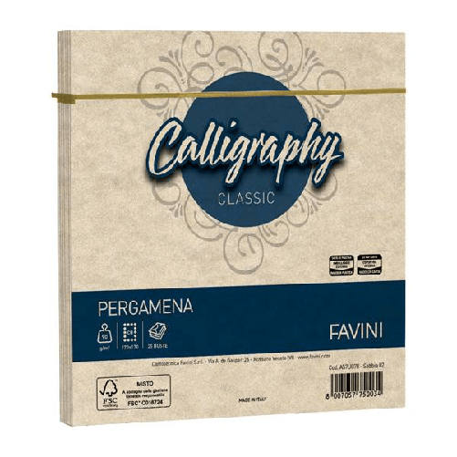 FAVINI 25 buste Calligraphy Pergamena 170x170mm 90gr sabbia 02 Favini