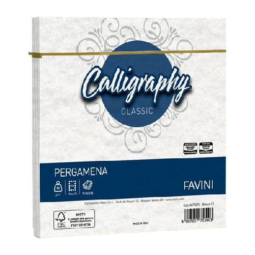 FAVINI 25 buste Calligraphy Pergamena 170x170mm 90gr bianco 01 Favini