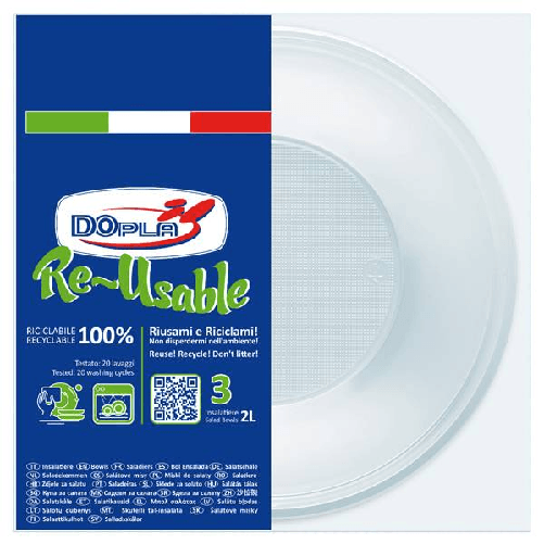Dopla Insalatiera Trasparente 22cm 3 Pezzi Re-Usable