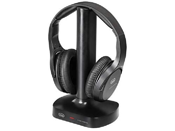 Trevi FRS 1480 R Cuffia Stereo per TV Ricevitore RF Wireless Senza Fili Base di Ricarica Digitale Ottico Jack 3.5mm Nero Trevi FRS 1480 R Cuffie Con c