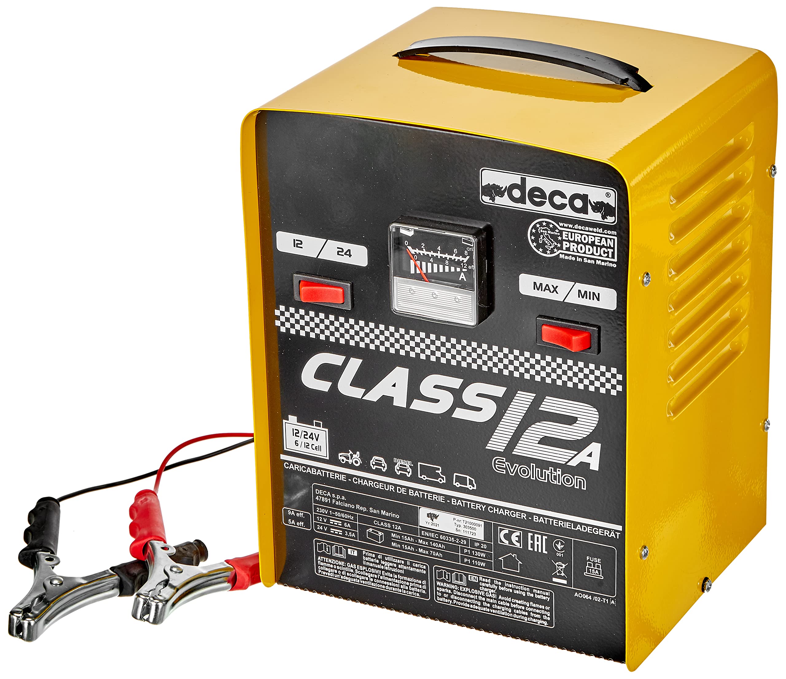 Deca CLASS 12A Caricabatteria per veicolo Nero, Giallo