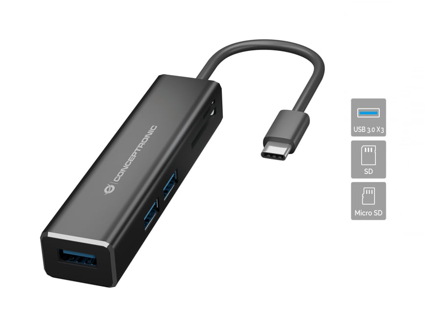Conceptronic DONN08B replicatore di porte e docking station per laptop USB 3.2 Gen 1 (3.1 Gen 1) Type-C Nero