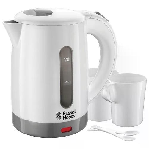Russell Hobbs 23840-70 Bollitore Elettrico Piccolo da Viaggio 0,85 Litri 1000W 2 Tazze 2 Cucchiaini