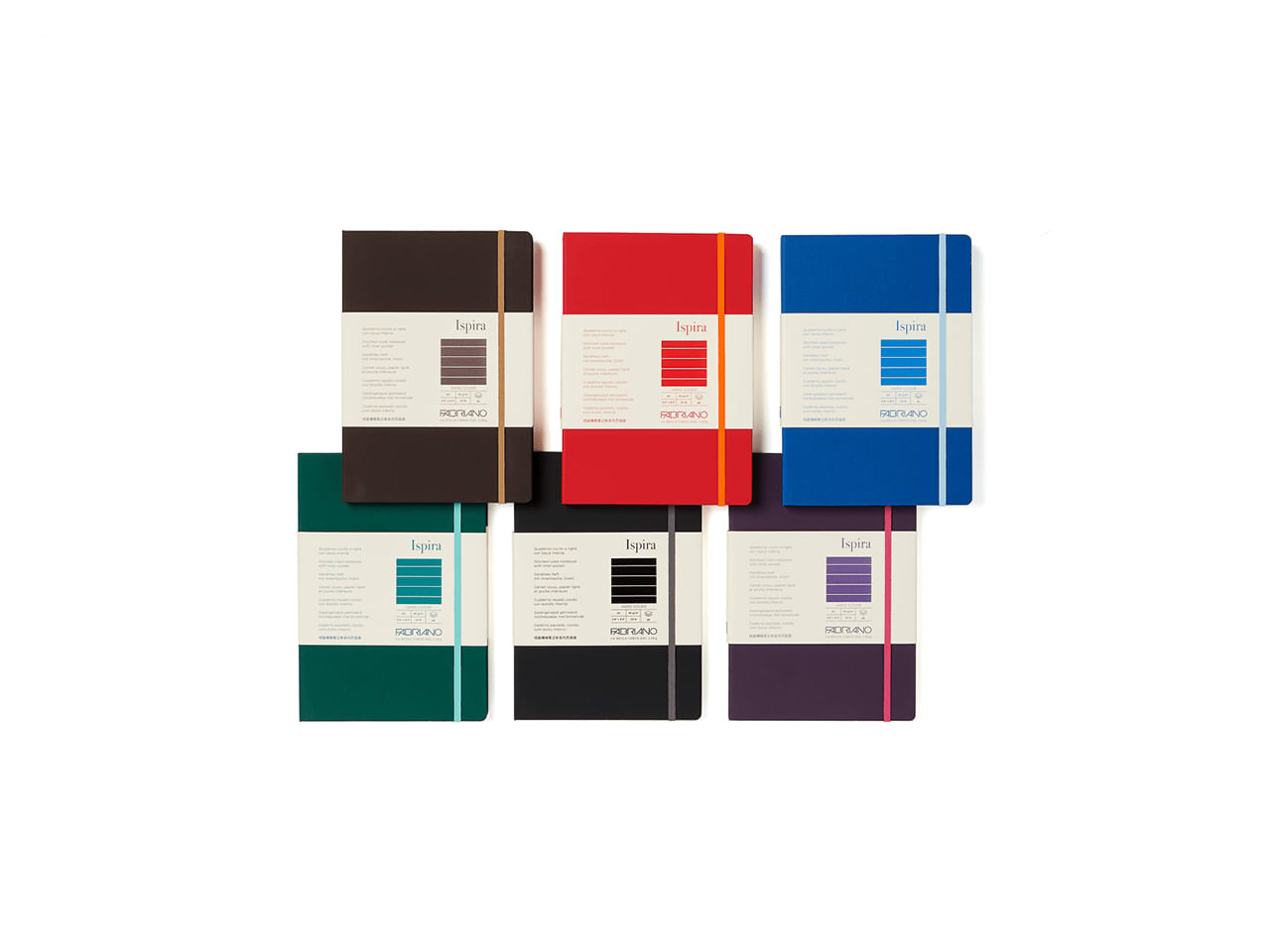 FABRIANO Taccuino c/elast. Ispira cop. rigida f.to A5 96fg. a righe marrone Fabriano Fabriano Ispira quaderno per scrivere A5 Marrone