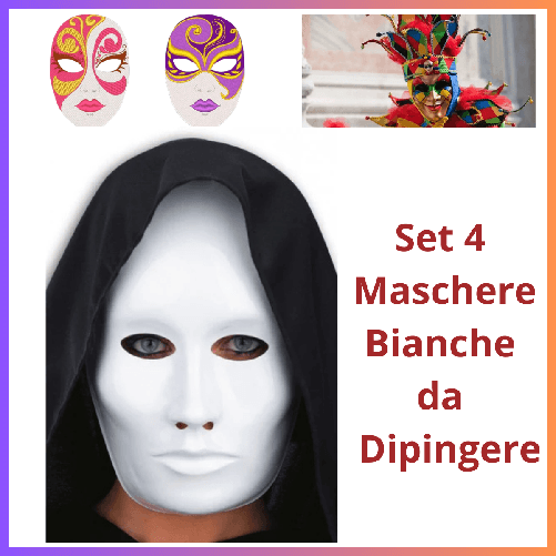 Carnival Toys Maschera carnevale bianca in plastica halloween set 5 maschere da decorare costumi vestiti decorazioni Carnival Toys Maschera Bianca Da