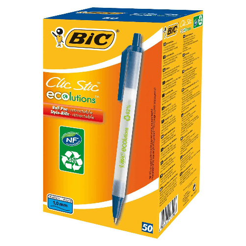 BIC Clic Stic Blu Penna a sfera retrattile a clip Medio 50 pz