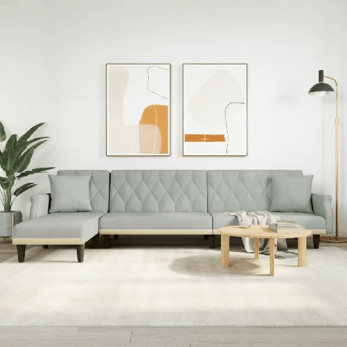 VidaXL Divano Letto a L Grigio Chiaro 271x140x70 cm in Velluto