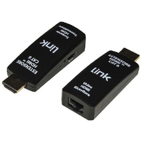 Link Mini Estensore Hdmi Full Hd Tramite Cavo di Rete Categoria 6 Fino a 50 Metri