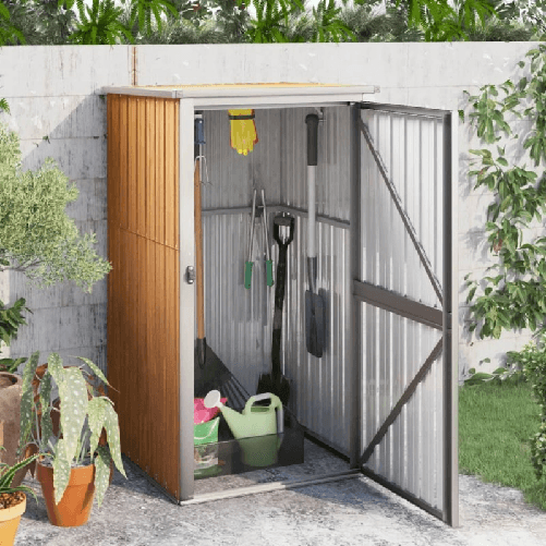 VidaXL Capanno per Attrezzi Marrone 88x89x161 cm in Acciaio Zincato