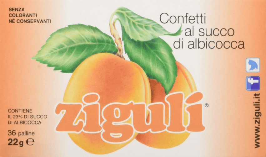 Ziguli Confettti al succo di Albicocca - 36 Palline, 22 g