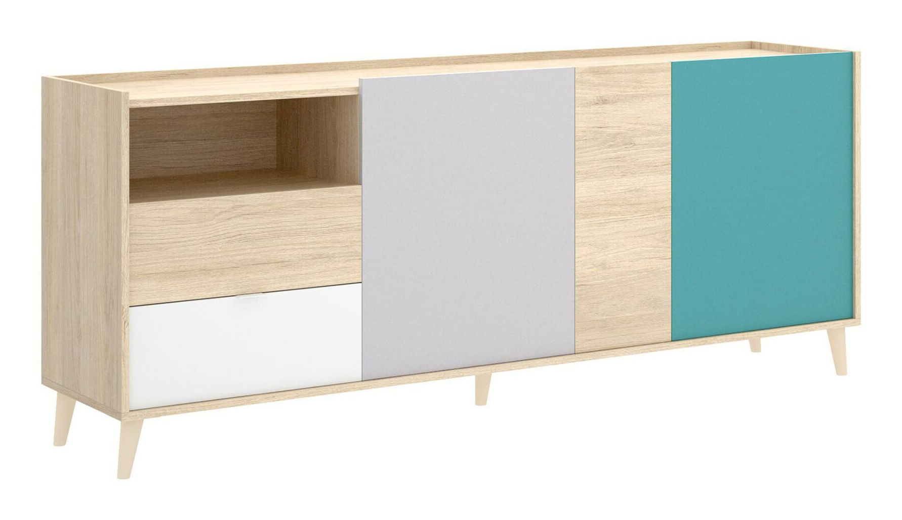 Dmora Credenza Dguerin, Buffet da soggiorno, Madia moderna da salotto a 3 ante, 180x43h75 cm Dmora Dguerin Buffet