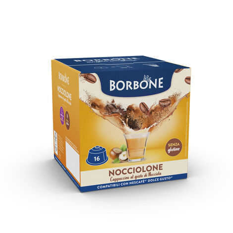 Caffè Borbone CAPPUCCINO ALLA NOCCIOLA CAFFÈ BORBONE NOCCIOLONE - 16 CAPSULE COMPATIBILI DOLCE GUSTO da 14g Caffè Borbone Capsule per Dolcegusto Nocci