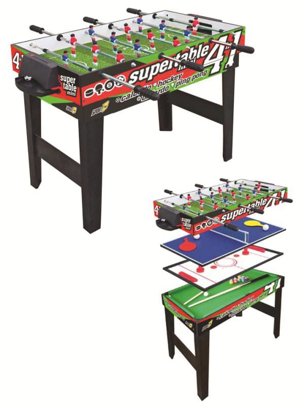 Sport One Biliardino Tavolo 4in1 Mini Calcetto Biliardo Ping Pong Hockey Aste Telescopiche Mandelli Calcetto 4In1