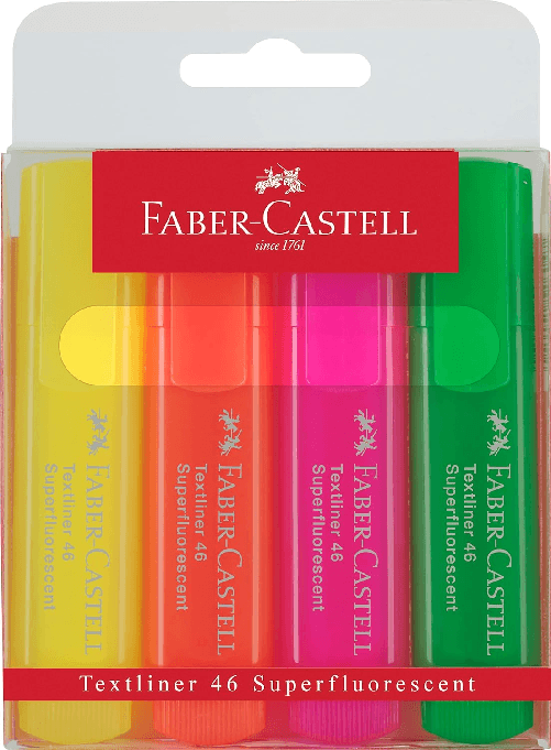 Faber Castell Faber-Castell TEXTLINER 1546 evidenziatore 4 pz Punta smussata Arancione, Rosa, Verde, Giallo Faber-Castell TEXTLINER 1546 evidenziatore