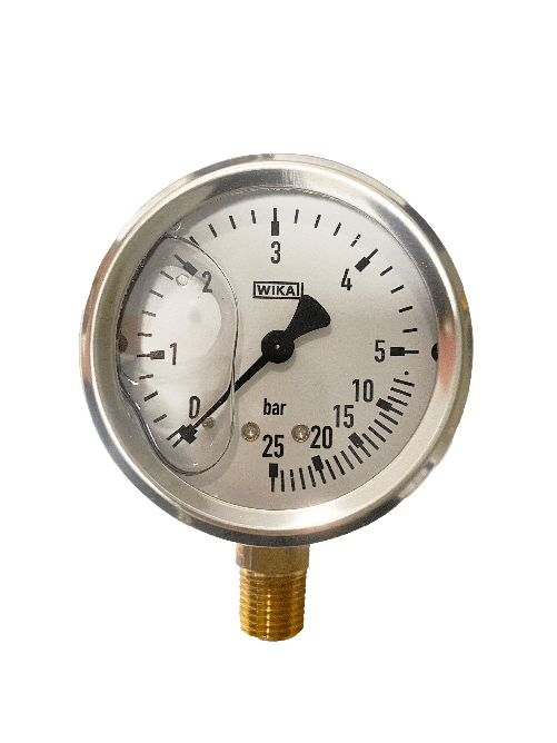Manometro isometrico alla glicerina Ø 63mm filettatura 1/4 conica Confezione da 1pz