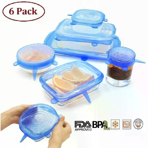 6x Coperchi in silicone estensibili per contenitori tappi elastici conserve cibo
