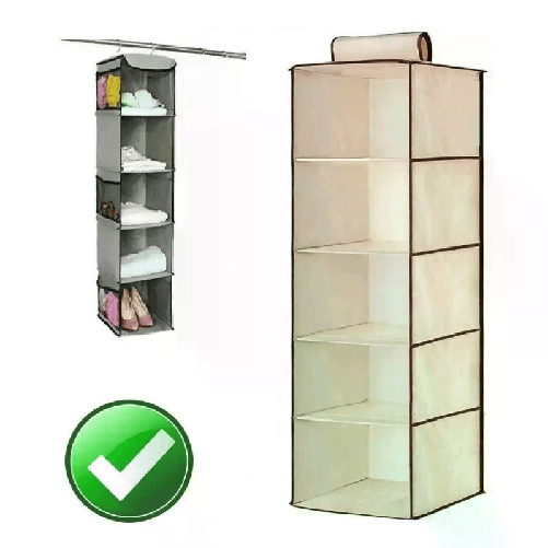 Organizer armadio portatutto pensile scarpe vestiti borse 5 ripiani tessuto casa
