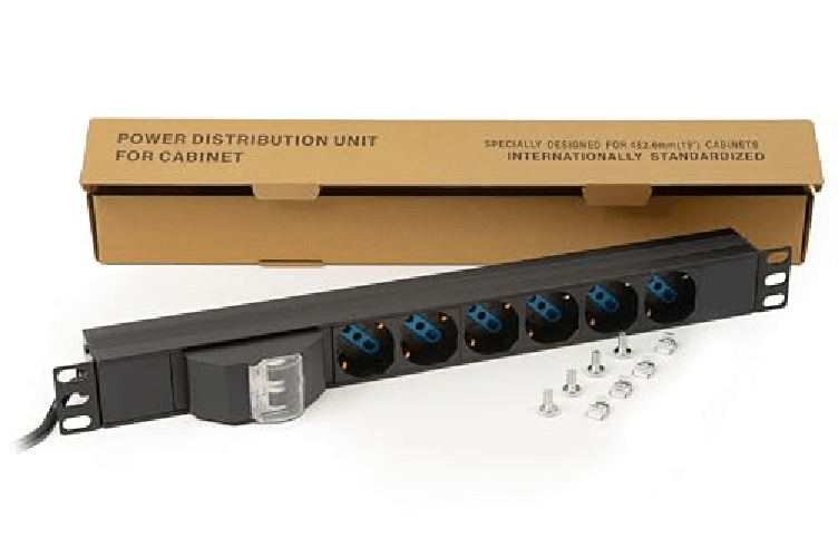 Link multipresa alimentazione per rack 19'' con 6 prese universali tripolari-schuko magnetotermica Link Accessori LK10050 porta accessori Barra di ali