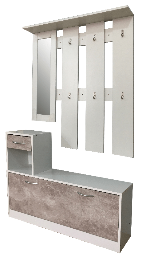 Camillo Rigamonti srl CRO Set mobili in pannello truciolare composto da una scarpiera e un appendiabiti con specchio CRO Set mobili in pannello truci