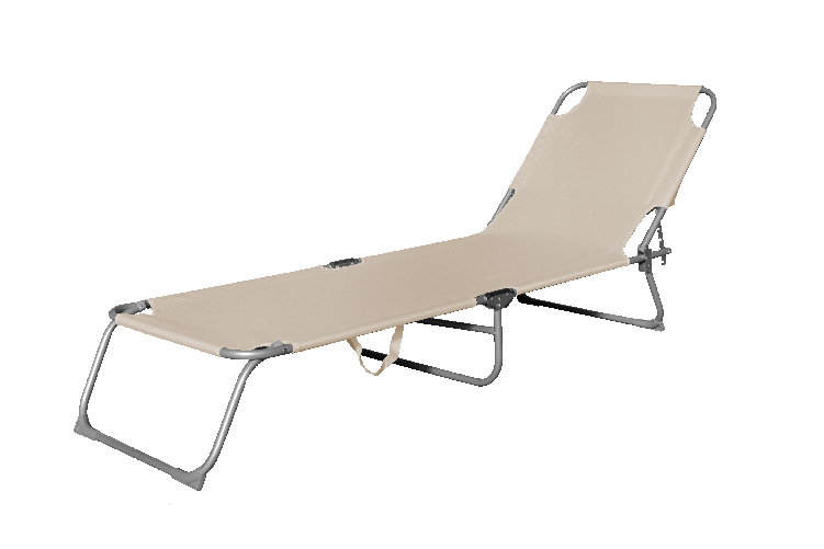 CRO Lettino in acciaio e oxford 600D - senza tetto - tubo diam.22x0,9mm - con piedini in plastica BEIGE