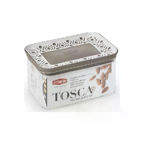 Stefanplast Barattolo Rettangolare Ermetico Linea Tosca Palace per Alimenti 0,7 Litri Tortora