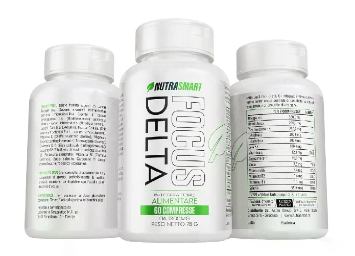 Nutrasmart Focus Delta - Integratore Nootropo con Bacopa Monnieri, Rodiola Rosea e Coenzima Q10