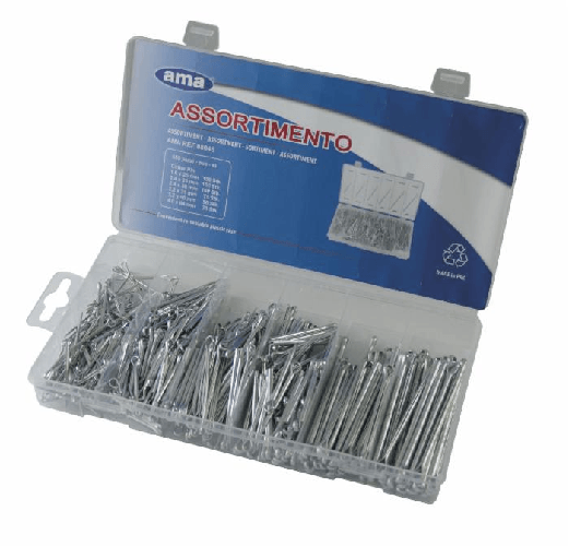 Set assortito con 555 coppiglie standard Confezione da 2pz
