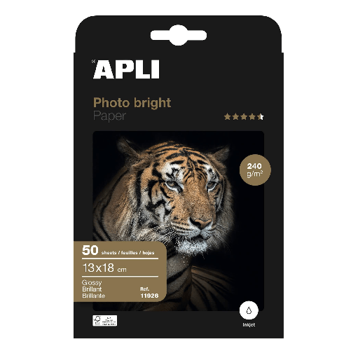 Apli APPI Photobright Photo Paper 13 x 18 cm 240g 50 fogli APLI 11926 carta fotografica Bianco Lucida