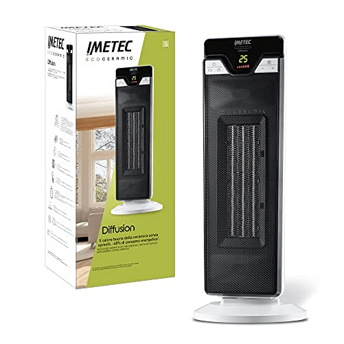 Imetec Eco Ceramic, Termoventilatore, Stufetta elettrica, Tecnologia ceramica, Basso consumo energetico, Silenzioso, 3 livelli di temperatura, Termost