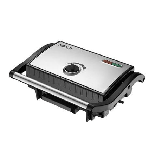 Muvip Sandwichera Inox Grill Plates 1500W - Temperatura regolabile - Piatta superiore topittante - Pressione uniforme -