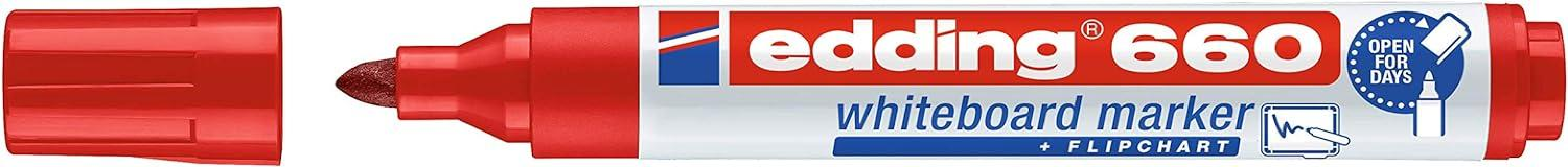 EDDING MARCATORE ROSSO PER LAVAGNE BIANCHE EDDING 660 TRATTO 1,5 - 3,00mm Pennarello per lavagna bianca Edding 660 - Punta tonda - Linea tra 15 e 3 mm