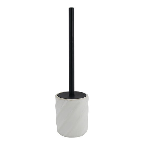 Cleafe-portascopino Arredo Da Bagno Wc Rigato Obbliquo Bianco Con Scopino Completo 87801 -