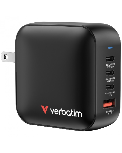 Verbatim Mini GaN Charger 100W Universale Nero AC Ricarica rapida Interno