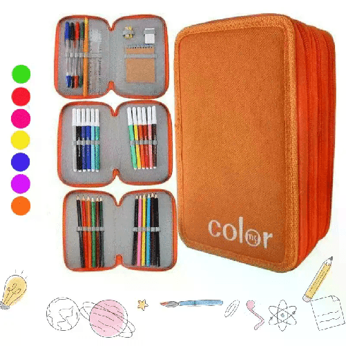 Astuccio per Scuola a 3 ZIP Cerniere Bambina bambino Portacolori Completo GIOTTO
