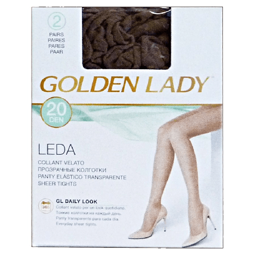 Golden Lady Collant Velato Leda 20 Den Fumo 2 Paia Taglia 2 Golden Lady Collant velato Leda 20 Den 2 paia Fumo taglia 2