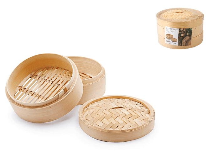 Pengo Cuocivapore in Bambu' 3 Pezzi diametro 25 cm Cestello singolo per cottura a vapore Pengo Cuocivapore in Bambu' 3 Pezzi 25 cm